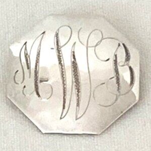 Vtg William De Matteo Sterling Silver Monogramed Brooch MWB Octagonal USA